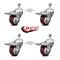 Service Caster 3 Inch Maroon Polyurethane Swivel 1/2 Inch Stem Caster Set with Total Lock Brake SCC-TSTTL20S314-PPUB-MRN-121315-4 - alternate 2